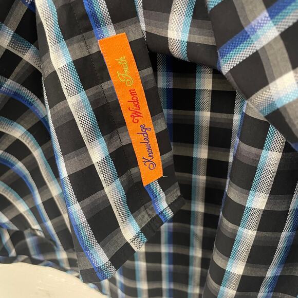 Robert Graham Blue Black Plaid Long Sleeve Button Down Mens Medium - Picture 4 of 7